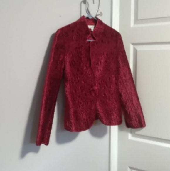 MaxMara Quilted Velvet Red Blazer Suit Jacket US Sz 4 - Picture 1 of 7